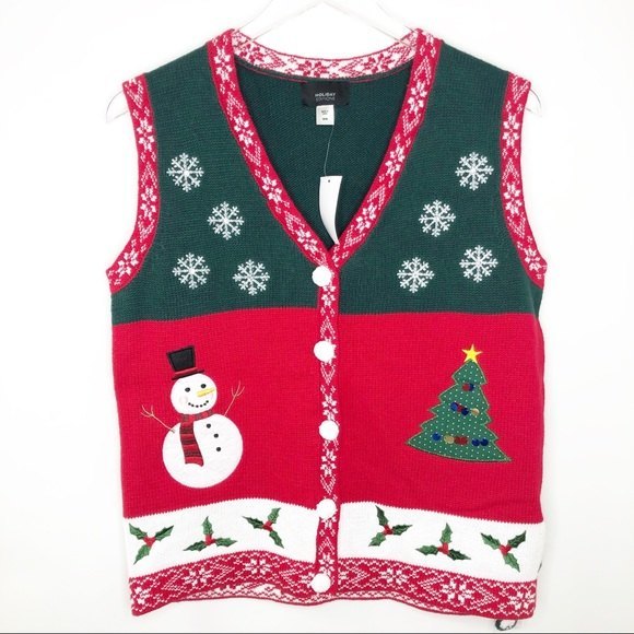 Holiday Editions Sweaters - HOLIDAY EDITIONS | Sweater Vest Snowman Tree Holly